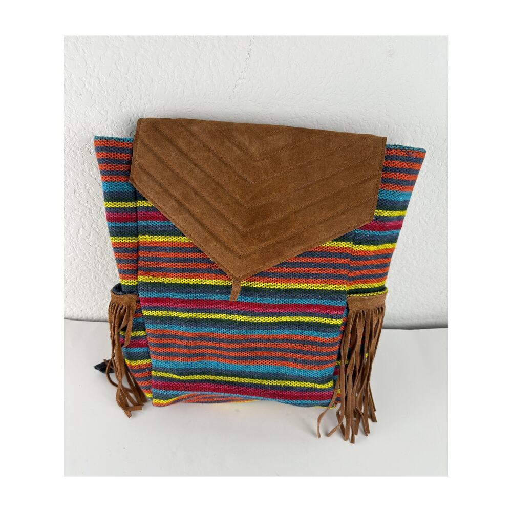 Vintage Earthbound Trading Backpack Rainbow Suede Hippie Cottagecore Bohomenian